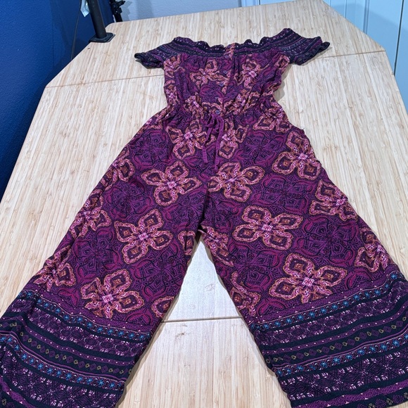Xhilaration Pants - Floral Patterned Jumpsuit in Purple and Pink